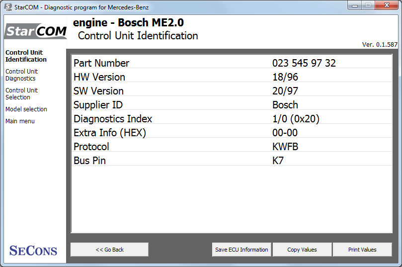 starcom05: OBD-II diagnostic program screenshot