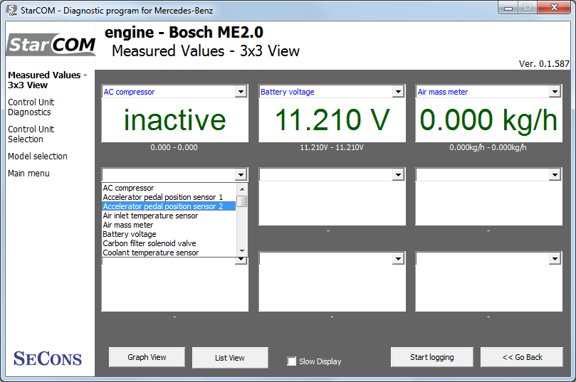 starcom09: OBD-II diagnostic program screenshot