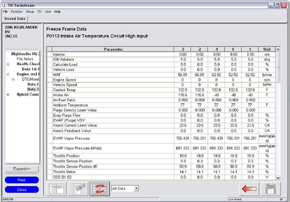 techstream07: OBD-II diagnostic program screenshot