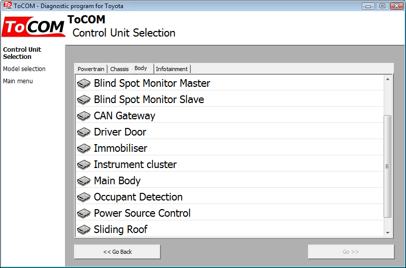 tocom03: OBD-II diagnostic program screenshot