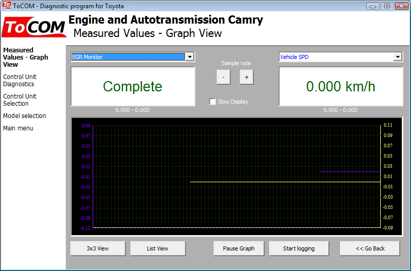 tocom09: OBD-II diagnostic program screenshot