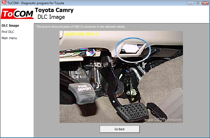 tocom17: OBD-II diagnostic program screenshot