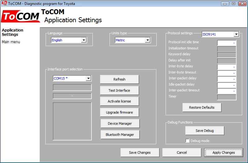 tocom18: OBD-II diagnostic program screenshot