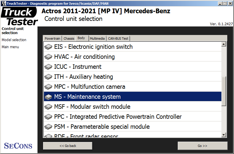 trucktester03: OBD-II diagnostic program screenshot