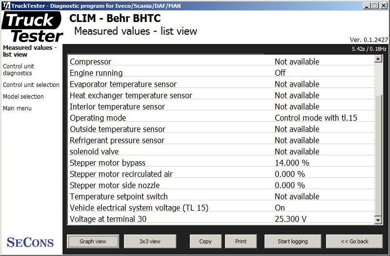 trucktester10: OBD-II diagnostic program screenshot