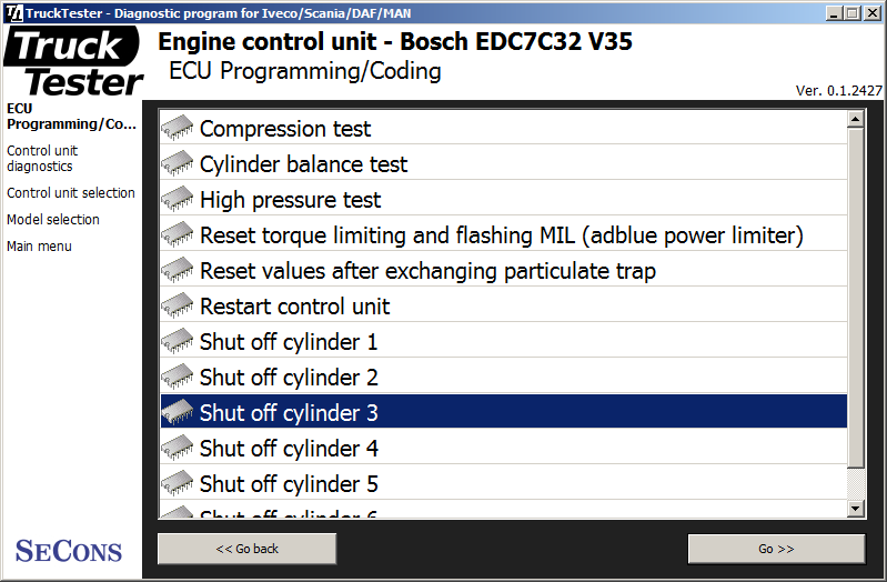trucktester12: OBD-II diagnostic program screenshot