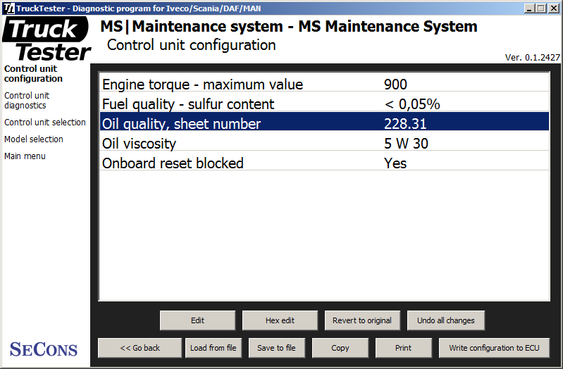 trucktester13: OBD-II diagnostic program screenshot