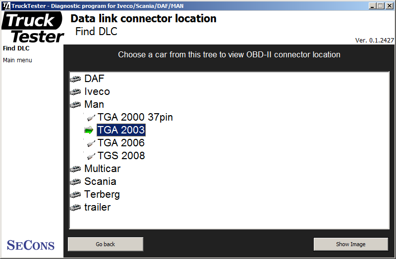 trucktester16: OBD-II diagnostic program screenshot