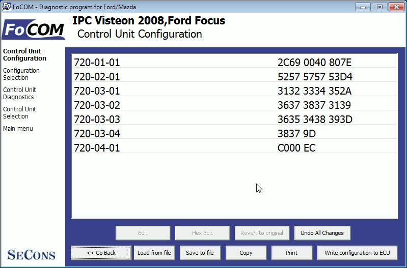 decode as built data ford focus st