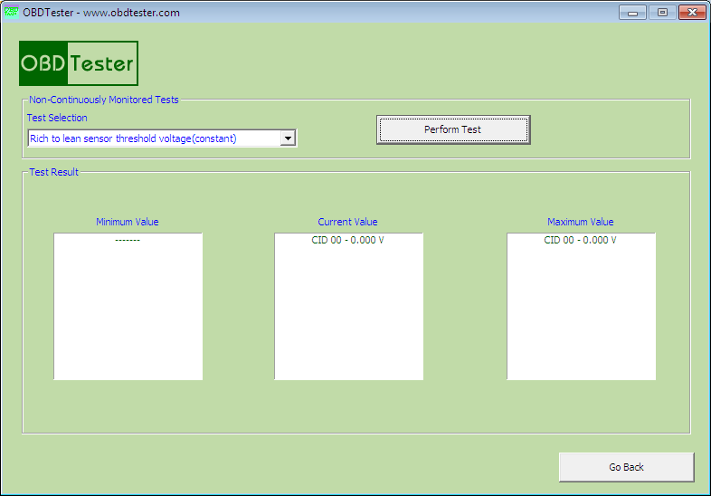 obdtester10: OBD-II diagnostic program screenshot